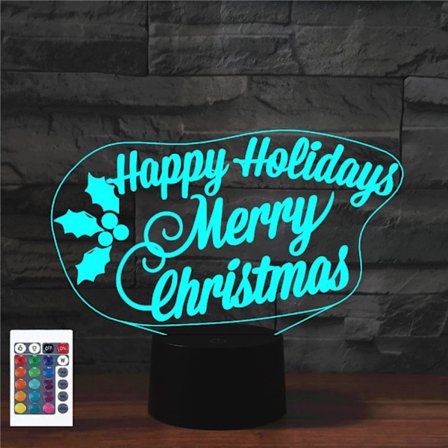 3D God Jul Julgave Fjernkontroll 16 Farger Nattelykter Illusions Akryl LED Bord Nattbord Lampe Barn Soverom Skrivebord Dekor Leke