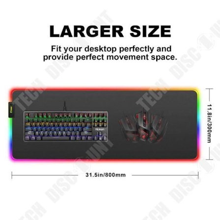 Mussemåtte - TD - Stor størrelse RGB - Tilpasselig - Skridsikker - 800x300mm