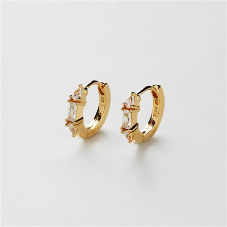 Elma Hoops - Örhängen - 24K Guldpläterat Sterling Silver - Safira