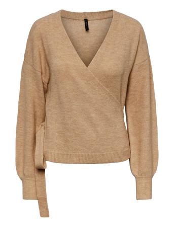 Yaspicotee Ls Knit Wrap Top - Ca Strikket Trøje Cardigan Beige YAS