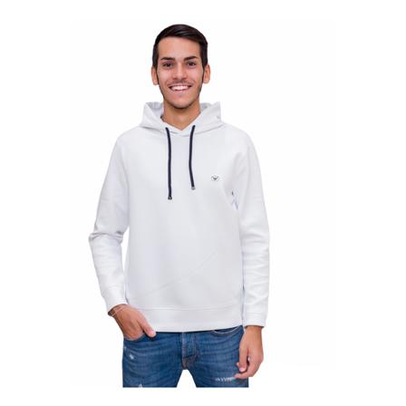 Emporio Armani Hooded sweatshirt and logo patch Hvid, Herre Hættetrøjer, Størrelse: XL