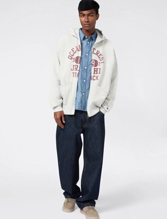 Champion Full Zip Hoodie Sweatshirt - Grey - S