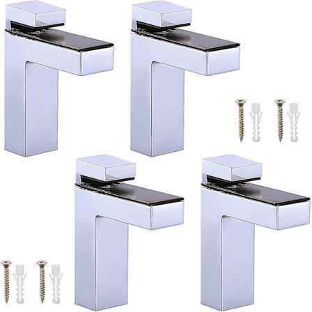 4 st Justerbara Glashyllfästen, Hyllstöd Väggfäste Massivt Zink-Legering Krom