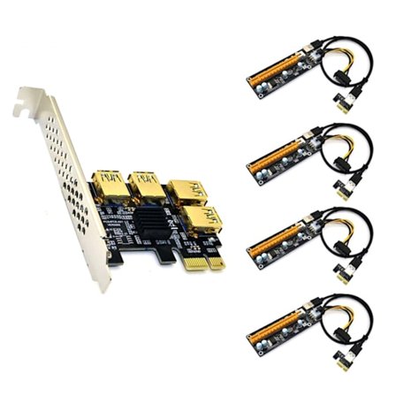 PCI-E for Express 1x til 16x Riser Kort USB 3.0 Adapter PCIe 1 til 4 Slot PCIe Port Multiplier Kort til BTC Bitcoin Miner