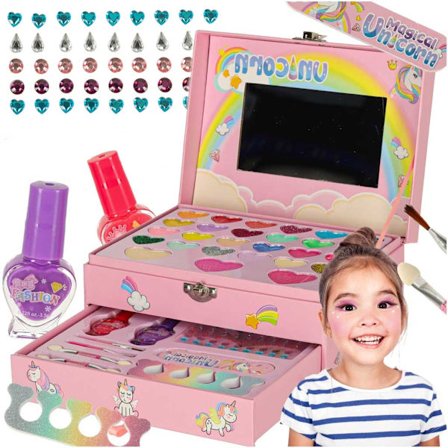 Meikki- ja kynsisetti lapsille – Unicorn meikkilaukku