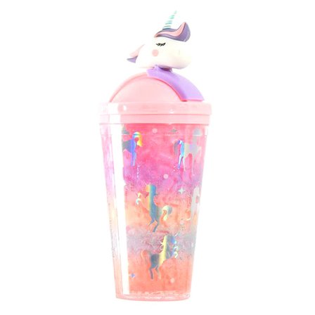 Unicorn Ice Cup vattenflaska Gradient Girl Heart e Straw Cup Pink