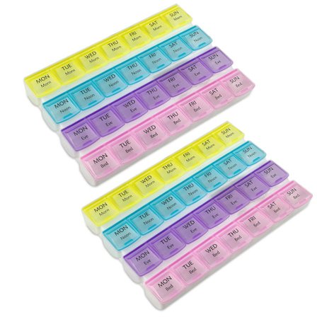 Månedlige pilleorganisatorer - (Pakke med 2) 28 dagers månedlig pilleplanlegger for å separere piller og vitaminer uke for uke, reise 