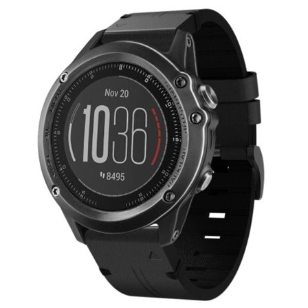 För Garmin Fenix ​​3 HR 26mm läder stålspänne watch