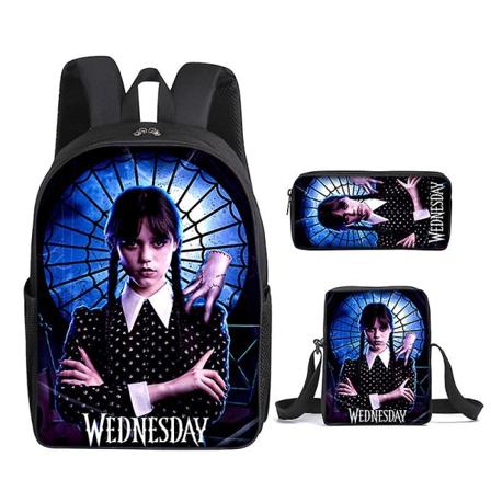 Wednesday Addams Karakter Tryk Skole Taske Børn Rygsæk Tre-delt Sæt Til Børns Gaver B[HK] Only a pen bag
