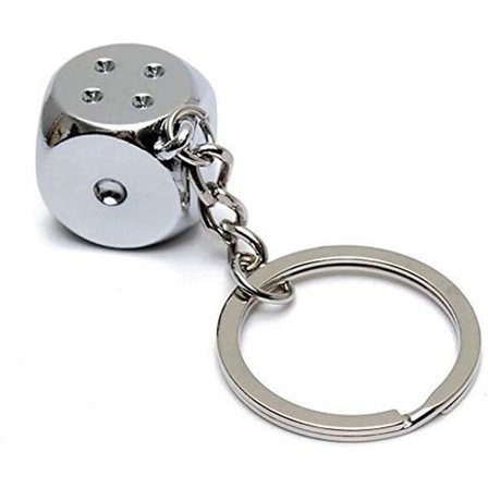 Spilleterning nøglering, lykkebringer, casino i sølv poleret ste