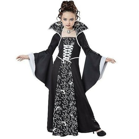 Jentekostyme for barn, Vampyrkostyme for Halloween, Hexe-kostyme, hvitt, 140 cm