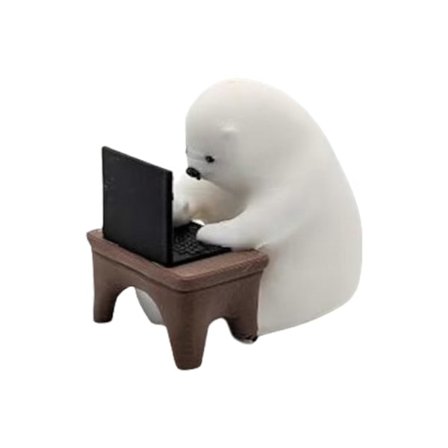 Sjov Miniature Koder Bjørn med Laptop Computer Figur Ornament Forbedrer Arbejdsområder Skrivebord med Personligt Præg