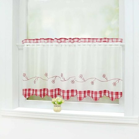 Helene Transparent Perforert Brise-Bise Gardinstanglomme Rød C