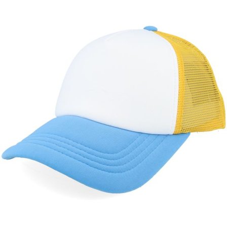 Beechfield - Vit trucker Keps - White/NFL Blue/Yellow Foam Retro Trucker @ Hatstore