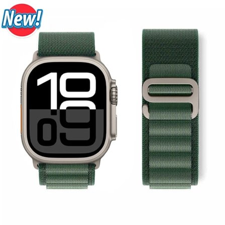 Alpine Loop Armband Kompatibelt med Apple Watch Ultra 2 & Series 10-5/SE, 49-40mm, Mörkgrön[JSR]