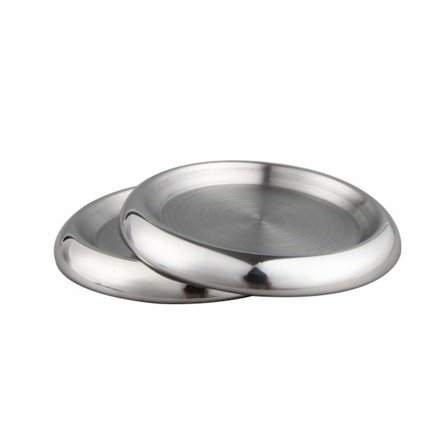 2-delad Ljusstake SUS304 Rostfritt Stål Ljusstake Rund Underlägg för Pelarljus 8 cm