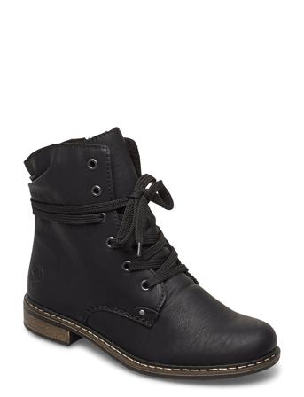 71229-02 Shoes Wintershoes Ankle Boots Laced Boots Svart Rieker