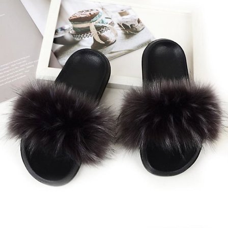 Mimigo Kvinders Kunstig Pels Slides Kvinders Slides Fuzzy Sandaler Flip Flop Pels Slides Bløde Flade Til Indendørs Udendørs