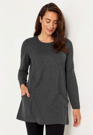 Cellbes of Sweden - Trikåtunika med fickor - grå / melerad - för damer - 54/56
