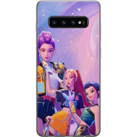 Kompatibelt Mobildeksel til Samsung Galaxy S10 Futuristiske popdamer i neonfarger med magiske detaljer mot en drømmeaktig galaksebakgrunn