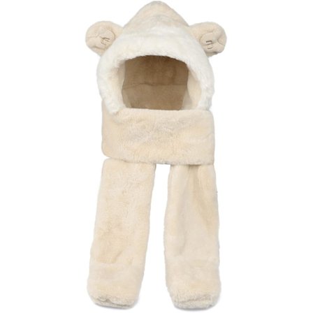 Børne 3 i 1 Hat Halstørklæde(Abrikos) Handske Sæt Vinter Sød Plys Hue