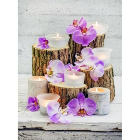 Full 5d Diy Diamond Painting Cross Stitch Candle Orchid Broderi Som På Bilden 1 30x40cm