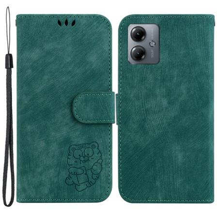 SKALO Motorola Moto G14 Kohokuvioitu tiikerilompakko - Vihre Green