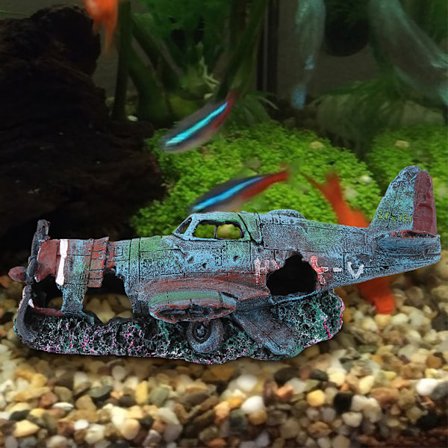 Kunstig Skadet Fly Akvarium Fisk Tank Ornament Landskap Dekorasjon Dekor