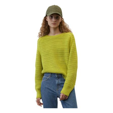 Marc O'Polo, Crewneck jumper with openwork pattern, cropped Groen, Dames, Maat:XS