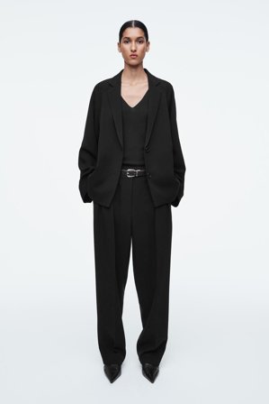 COS Women's Fluid Tailored Straight Leg Trousers in Black