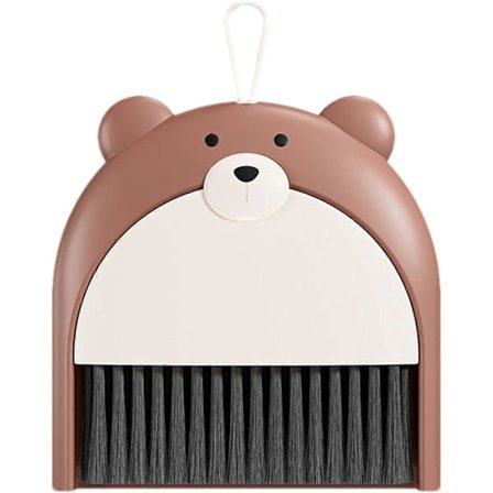 Minikost og feiebrett, Lite kost- og feiebrettsett - Bærbart minifeiebrett med rengjøringsbørste, Skrivebordskost- og feiebrettsett, Bjørnemønster