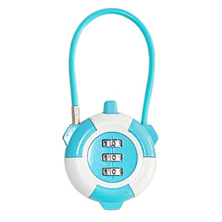 Kombinasjonslås i sinklegering for datamaskin, bagasje, reisekoffert, passord, garderobeskap, lyseblå