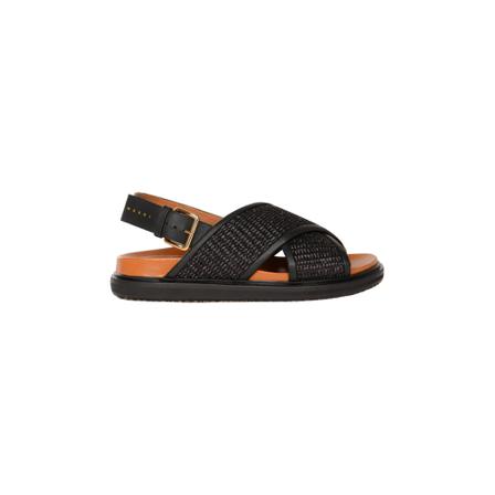 Marni, Fussbett Sandals Zwart, Dames, Maat:39 EU,Polyamide