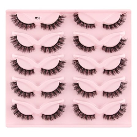 Halvfransar Naturligt utseende Wispy Cat-Eye Ögonfransar 3D lösögonfransar luffy-Soft 10 Par aux Mink ake Lashes Sets