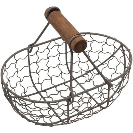 Svart metall eggkurv kjøkkenoppbevaringskurv (18,00 x 12,00 x 12,00 cm)