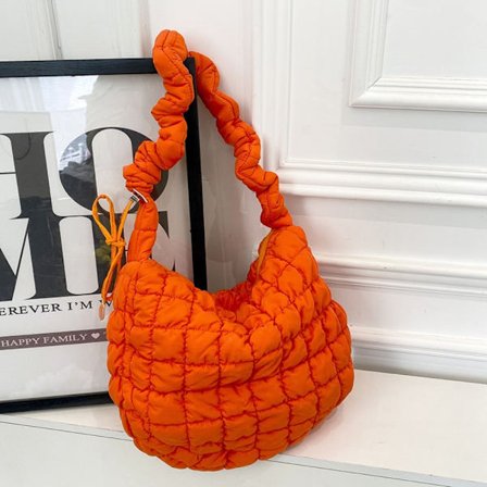 Tikattu naisten olkalaukku, Puffer-olkalaukku ORANSSI