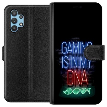 Yhteensopiva Lompakkokotelo Samsung Galaxy A32 5G Viktor Gyökeresin muotokuva vihreässä paidassa, jossa on leijonamotiivi ja intensiivinen vihreä tunn