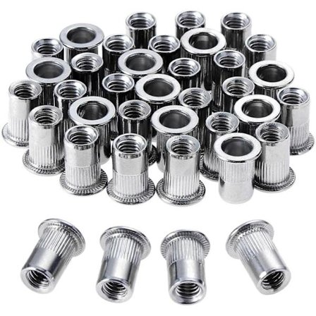 100 stk. M6 rustfri stål nitter flade gevind nittemøtrikker [HK]