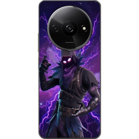 Xiaomi Redmi A3 Gjennomsiktig deksel Karakter i mørk lilla energistorm med glødende øyne, intense lynnedslag og futuristisk atmosfære som forsterk