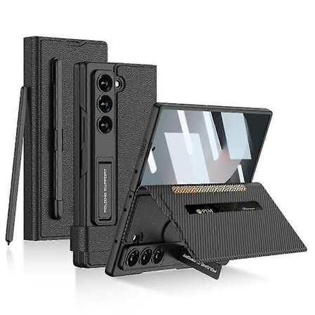 Plånboksfodral för Samsung Galaxy Z Fold 6, Inbyggt skärmskydd Korthållare Plånbok Läder Flipfodral med Ställ - S Pen-plats -Yx