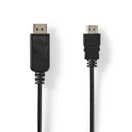 Nedis Displayport-kabel | DisplayPort Hane | HDMI Hane | 4K@30Hz | Nickelplaterad | 2.00 m | Rund | PVC | Svart | Tag
