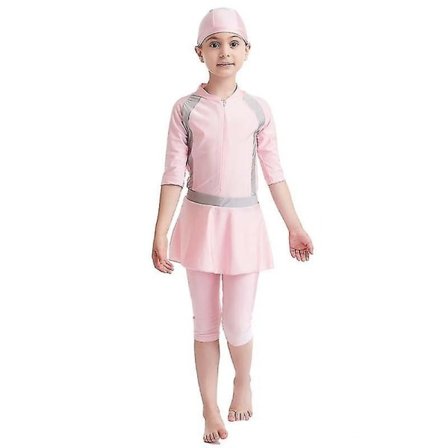 Perfekte Piger Børne Muslimske Badetøj Islamiske Badetøj Mild Hud Burkini Badetøj Strandtøj - Perfet Black 11-12 År