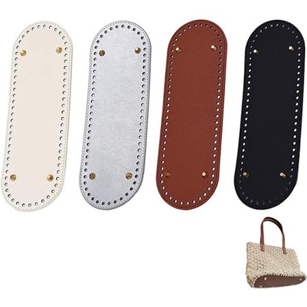 Virkattu laukun pohja 4 kpl soikea PU-nahka 22x10 cm neulonta virkkaus soikea PU-laukun pohja rei'illä DIY-tarvikkeet virkattuihin laukkuihin 