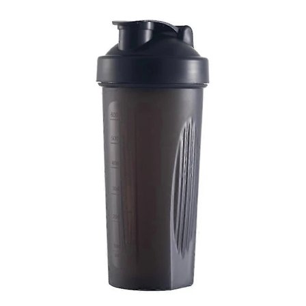 【CA】600ml Protein Pulver Shaker Cup Fitness Sport Vatten Cup Milkshake Blandnings Cup - FÄRG: svart