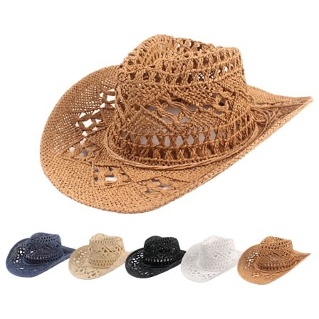 Halm cowboyhatt hul solhatt med bred brem