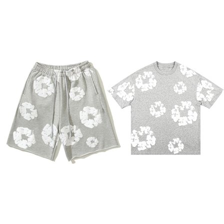 Herre Denim Tears Sommer Kortærmet Tøjsæt Grå Grå Grå-XS1- Grå