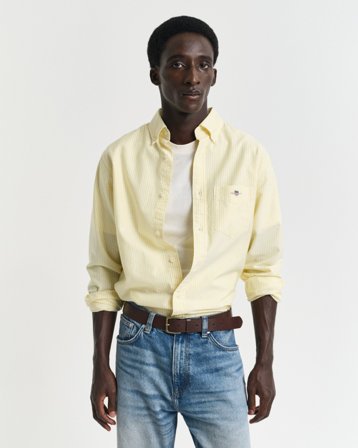GANT Herren Regular Fit Banker Stripe Classic Oxford-Hemd (XXL) Gelb