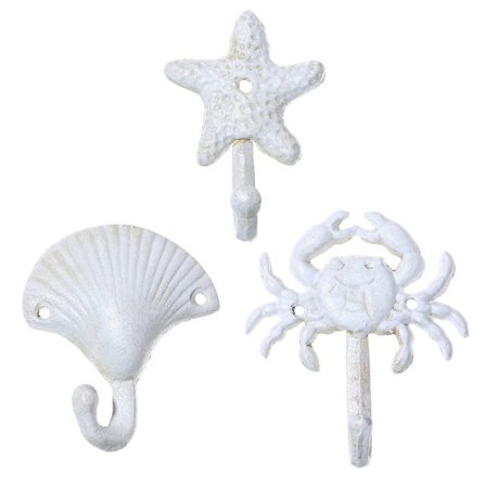 3 stk Sea Shell Shape Nautical Hooks Nautical Beach Wall Hooks