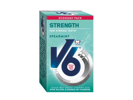V6 Strong Teeth Spearmint Tyggegummi, 70 g