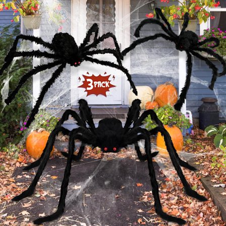 Halloween Edderkopp Ornament, 3 stk Halloween Dekorasjoner Utendørs Innendørs Skummel Gigant Edderkopp Realistisk Skummel Ornament (3 Størrelser)